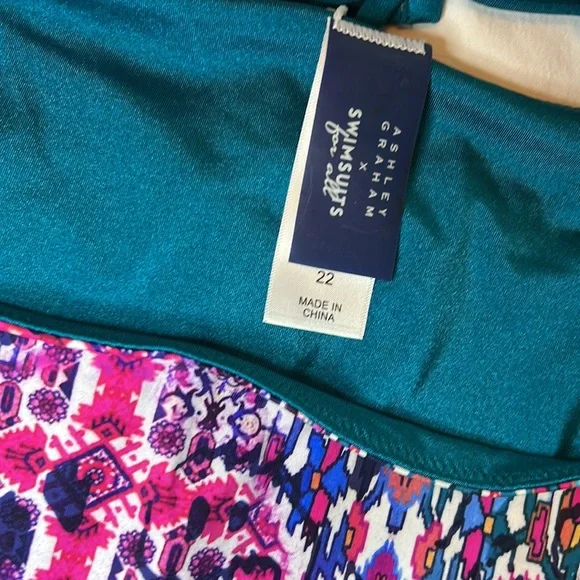 ASHLEY GRAHAM Reversible Safi Icon bikini top and bottoms Size 22 Rare NWT Blue
